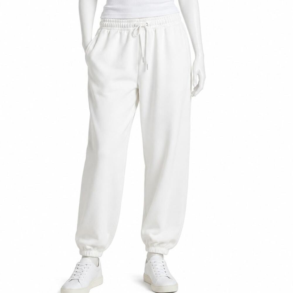 Vince White Luxe Jogger Sweatpants 1X Wide Leg Minimal Athleisure workout NWT